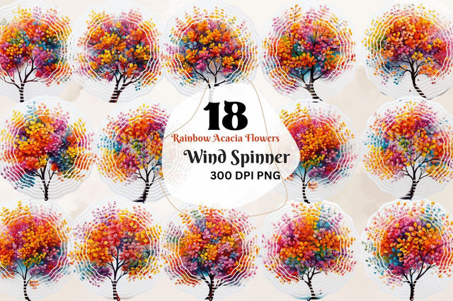 Rainbow Acacia Flowers Wind Spinner Sublimation Regulrcrative 