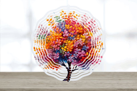 Rainbow Acacia Flowers Wind Spinner Sublimation Regulrcrative 