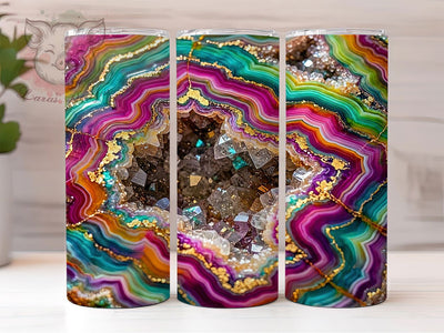 Rainbow Agate Geode 20oz Tumbler, Rainbow Agate Motif, Geode Crystal Design, Vibrant Theme, Bold Accent, Mystical Charm, Sublimation Wrap, 20oz Tumbler Sublimation Lara' s Designs 