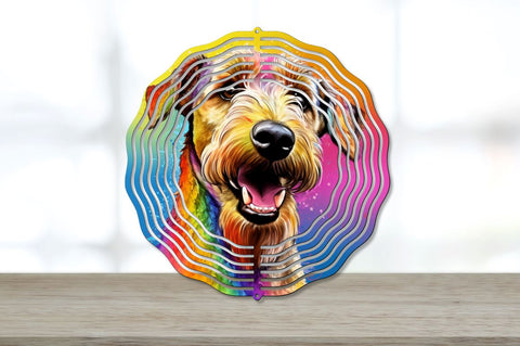 Rainbow Airedale Terrier Dog Wind Spinner Bundle Sublimation Regulrcrative 