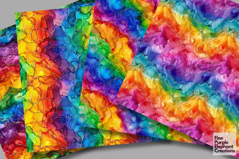 Rainbow Alcohol Ink Digital Paper - Pride LGBTQ Digital Pattern Fine Purple Elephant Creations 