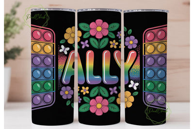 Rainbow Ally Pop-it Tumbler Wrap Sublimation PixelChick 