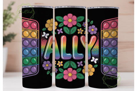 Rainbow Ally Pop-it Tumbler Wrap Sublimation PixelChick 