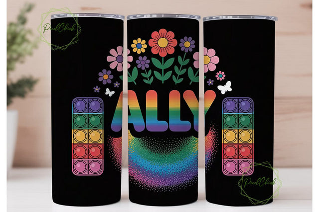 Rainbow Ally Pop-it Tumbler Wrap Sublimation PixelChick 
