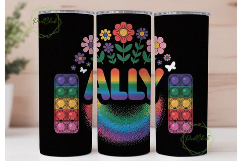 Rainbow Ally Pop-it Tumbler Wrap Sublimation PixelChick 