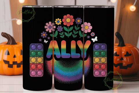 Rainbow Ally Pop-it Tumbler Wrap Sublimation PixelChick 