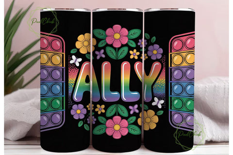 Rainbow Ally Pop-it Tumbler Wrap Sublimation PixelChick 