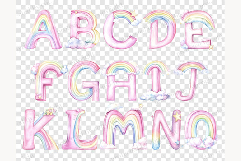 Rainbow Alphabet Clipart | Letters And Numbers PNG Bundle SVG GlamArtZhanna 