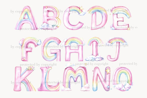 Rainbow Alphabet Clipart | Letters And Numbers PNG Bundle SVG GlamArtZhanna 