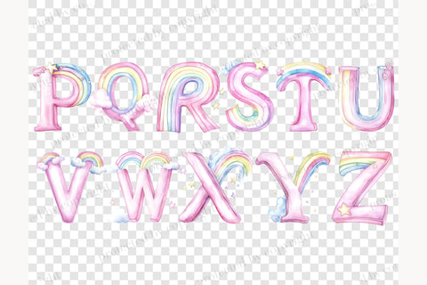 Rainbow Alphabet Clipart | Letters And Numbers PNG Bundle SVG GlamArtZhanna 