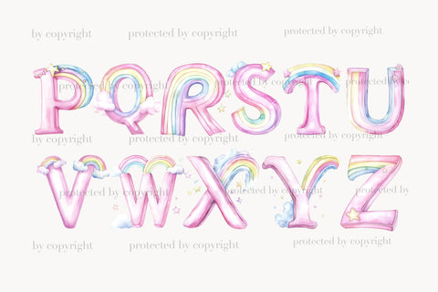 Rainbow Alphabet Clipart | Letters And Numbers PNG Bundle SVG GlamArtZhanna 