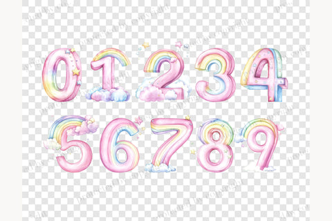 Rainbow Alphabet Clipart | Letters And Numbers PNG Bundle SVG GlamArtZhanna 