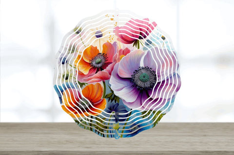 Rainbow Anemone Flowers Wind Spinner Sublimation Regulrcrative 