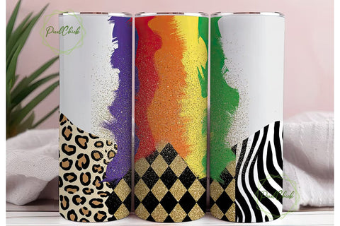 Rainbow Animal Print Glitter Tumbler Sublimation PixelChick 