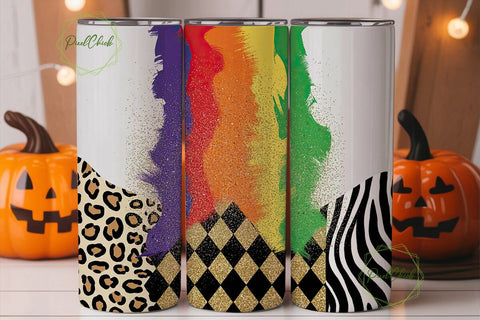 Rainbow Animal Print Glitter Tumbler Sublimation PixelChick 