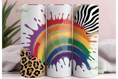 Rainbow Animal Print Glitter Tumbler Sublimation PixelChick 
