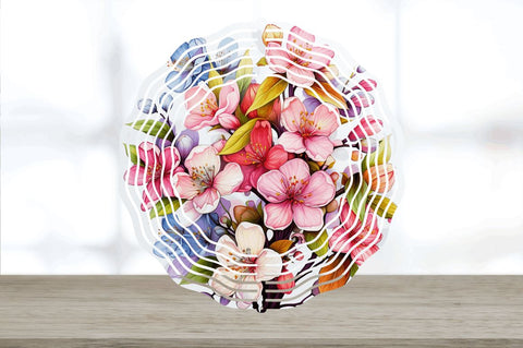 Rainbow Apple Blossom Flowers Wind Spinner Sublimation Regulrcrative 