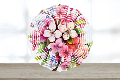 Rainbow Apple Blossom Flowers Wind Spinner Sublimation Regulrcrative 