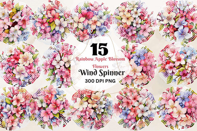 Rainbow Apple Blossom Flowers Wind Spinner Sublimation Regulrcrative 