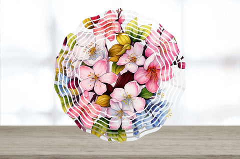 Rainbow Apple Blossom Flowers Wind Spinner Sublimation Regulrcrative 