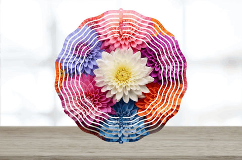 Rainbow Aster Flowers Wind Spinner Sublimation Regulrcrative 