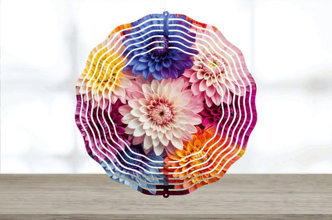 Rainbow Aster Flowers Wind Spinner Sublimation Regulrcrative 
