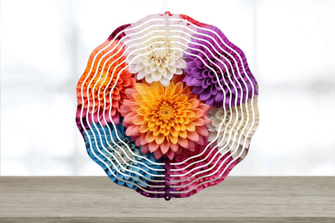 Rainbow Aster Flowers Wind Spinner Sublimation Regulrcrative 
