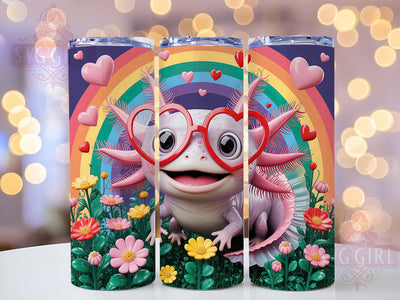 Rainbow Axolotl Valentine Tumbler, Cute Valentine Tumbler, 20oz Tumbler Wrap, Sublimation Design, Axolotl Lover Gift, Colorful Axolotl Wrap, Adorable Valentine Tumbler Sublimation SvggirlplusArt 