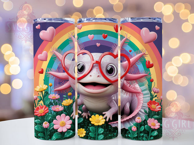 Rainbow Axolotl Valentine Tumbler, Cute Valentine Tumbler, 20oz Tumbler Wrap, Sublimation Design, Axolotl Lover Gift, Colorful Axolotl Wrap, Adorable Valentine Tumbler Sublimation SvggirlplusArt 