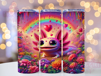 Rainbow Axolotl Valentine Tumbler, Cute Valentine Tumbler, 20oz Tumbler Wrap, Sublimation Design, Axolotl Lover Gift, Colorful Axolotl Wrap, Adorable Valentine Tumbler Sublimation SvggirlplusArt 