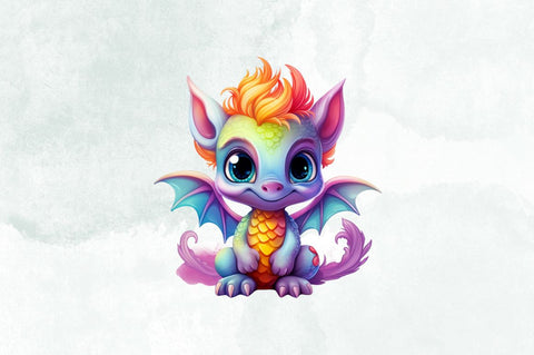 Rainbow Baby Dragon Sublimation Clipart Bundle Sublimation Designangry 
