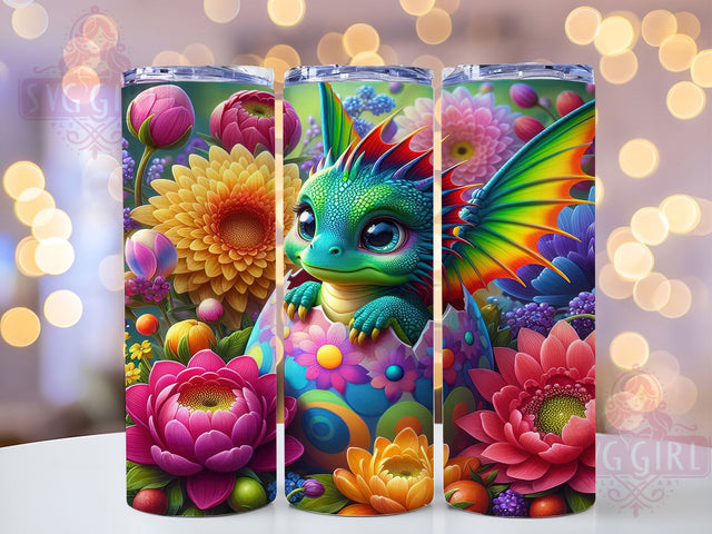 Rainbow Baby Dragon Tumbler, Rainbow Dragon, Fantasy Theme, Mythical Art, Whimsical Design, 20Oz Tumbler, Sublimation Wrap Sublimation SvggirlplusArt 