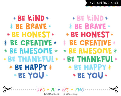 Rainbow Be Kind SVG SVG Miss Tiina 