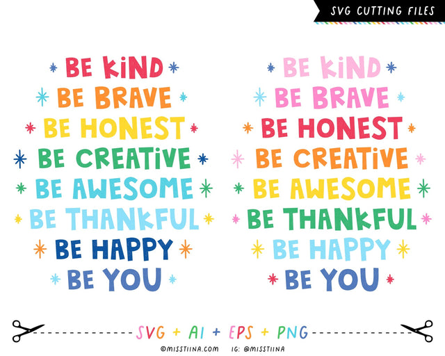 Rainbow Be Kind SVG SVG Miss Tiina 
