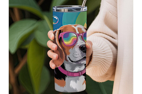 Rainbow Beagle 20oz Tumbler Wrap Sublimation DesignSVG 