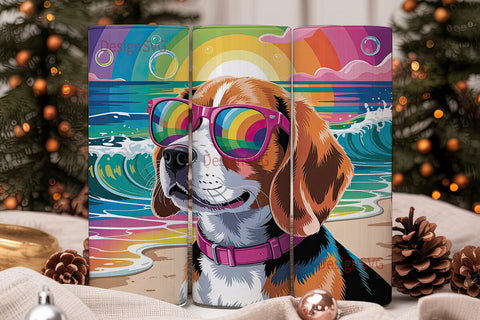 Rainbow Beagle 20oz Tumbler Wrap Sublimation DesignSVG 