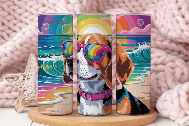 Rainbow Beagle 20oz Tumbler Wrap Sublimation DesignSVG 