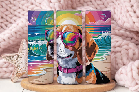 Rainbow Beagle 20oz Tumbler Wrap Sublimation DesignSVG 