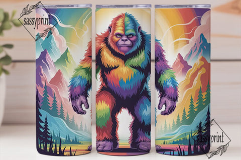Rainbow Bigfoot 20oz Tumbler Wrap Sublimation sassyprint 