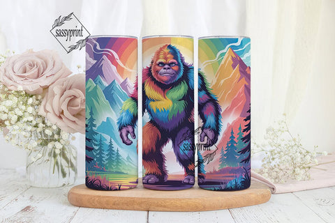 Rainbow Bigfoot 20oz Tumbler Wrap Sublimation sassyprint 