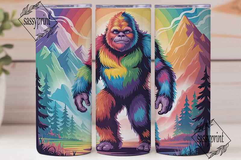 Rainbow Bigfoot 20oz Tumbler Wrap Sublimation sassyprint 