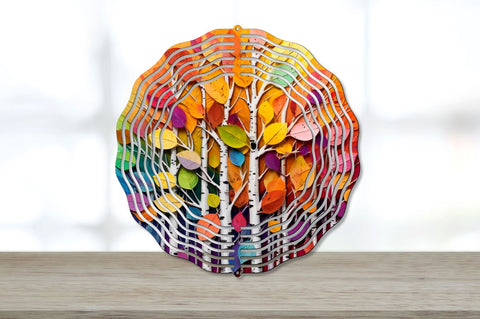 Rainbow Birch Leaves Wind Spinner Sublimation Regulrcrative 