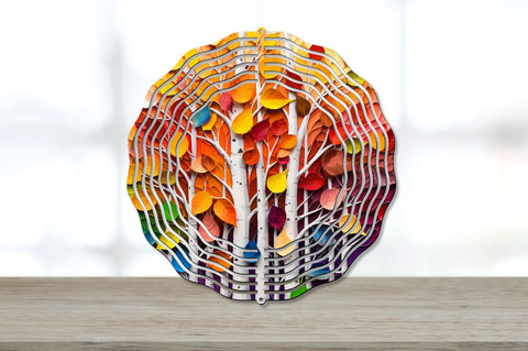 Rainbow Birch Leaves Wind Spinner Sublimation Regulrcrative 