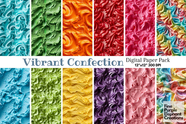 Rainbow Birthday Cake Frosting Icing Texture Paper Digital Pattern Fine Purple Elephant Creations 