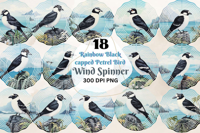 Rainbow Black capped Petrel Bird Wind Spinner Bundle Sublimation Regulrcrative 