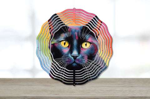 Rainbow Black Cat Wind Spinner Sublimation Regulrcrative 