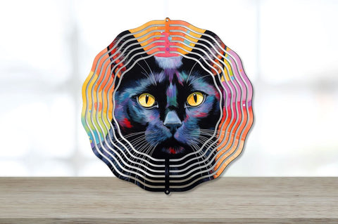 Rainbow Black Cat Wind Spinner Sublimation Regulrcrative 