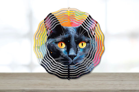Rainbow Black Cat Wind Spinner Sublimation Regulrcrative 