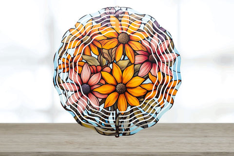 Rainbow Black-eyed Susan Flowers Wind Spinner Sublimation Sublimation Regulrcrative 