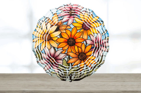 Rainbow Black-eyed Susan Flowers Wind Spinner Sublimation Sublimation Regulrcrative 